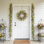 70-Inch Spring Summer Flower Garland for Mantle, Floral Garland with Colorful Wildflowers, Forsythia & Lavender Flowers for Decor, All Year Round Artificial Flower Garlands for Home Decor - Image 4