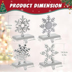 INNO STAGE Snowflake Christmas Stocking Holders for Mantle -Set of 4 Metal Stocking Hangers, Silver Stocking Hooks for Fireplace Window Tabletop Stair Shelf Christmas Decoration - Image 4