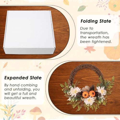 Fall Wreaths, 2 Pack, 18" Front Door Decor, Artificial Pumpkin - Image 6