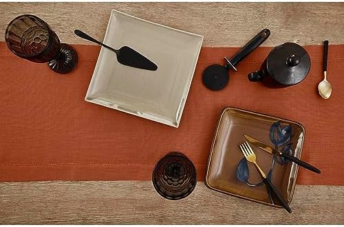 Solino Home 100% Pure Linen Table Runner Cinnamon Hemstitch, 14 x 156 in - Image 3