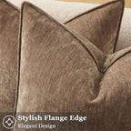 decorUhome Chenille Brown Velvet Throw Pillow Covers 24x24 Set of 2 - Image 2