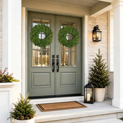 26" Large Norfolk Pine Wreath, Artificial Christmas Wreath for Front Door - Image 3
