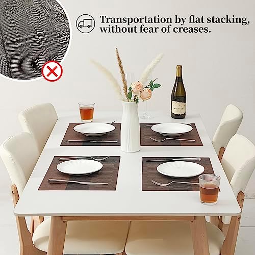 Leetaltree Brown with Black Striped Placemats Set of 12 - Heat Resistant Non-Slip Place mats for Dining Table, Washable Durable PVC Vinyl Woven Table Mats（Brown Stripe, 12） - Image 6