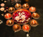 Diwali Diyas |Urli |Handcrafted Metal Decorative Bowl for Floating Flowers |Tea Light Candle Holders |Diwali Decorations |Diwali Candles (10 Diya Urli) by DECORATIVEBUCKETS