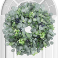 Eucalyptus Wreath for Front Door, 24 Inch boxwood wreath for Front Door Decor, Artificial Spring Summer Wreaths for All Seasons, Large Greenery Outdoor Wreaths for Window,Farmhouse,Holiday Decorations by TISEMENT
