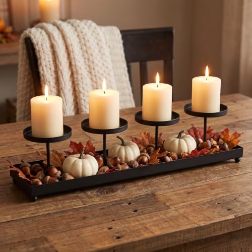 Seraphic Black Iron 4-Pillar Candelabra – Elegant Tabletop Candle Holder Centerpiece for Weddings, Dining, Parties & Home Decor - Image 3