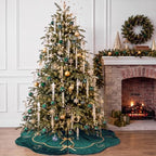 Blueweenly Dark Green Velvet Christmas Tree Skirt 48 in Vintage Tree Skirt - Image 4