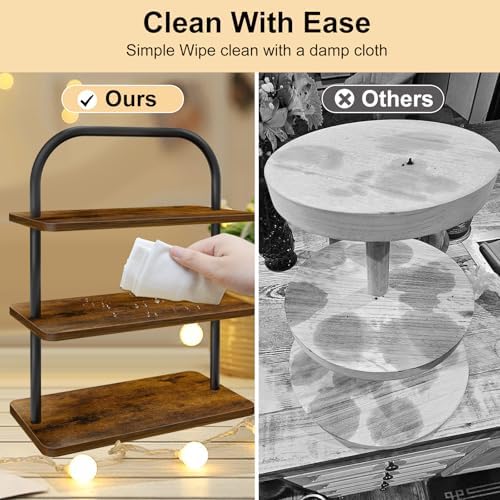 Cupcake Stand, 3 Tier Wood Cupcake Stand for 50 Cupcakes Large Dessert Stand Cupcake Display Stand Cupcake Tower for Farmhouse Decor, Party Serving Tray, Vendor Dessert Table Display Set - Image 4