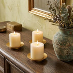 Iron Pillar Candle Holder: 4.25" Gold Candle Tray and Plate - Image 4