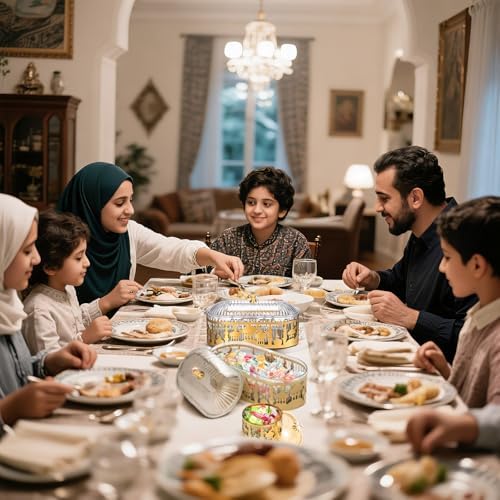 4 Pcs Ramadan Trays with Lid Gold Eid Mubarak Tray Plates Ramadan Moon Candy Dish Table Decorations Food Serving Tray Islam Muslim Al-fitr Cookie Storage Container for Eid Party Supplies - Image 6