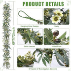 Artgar Olive Garland with Lights - 6 Ft Eucalyptus Garland with Timer - Image 2