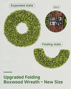DDHS 23''Boxwood Wreaths for Front Door，Artificial Spring Wreaths for Farmhouse Wedding Green Year Round Indoor Outdoor for Fall Summer Christmas Wreath Home Decorations-Green - Image 3