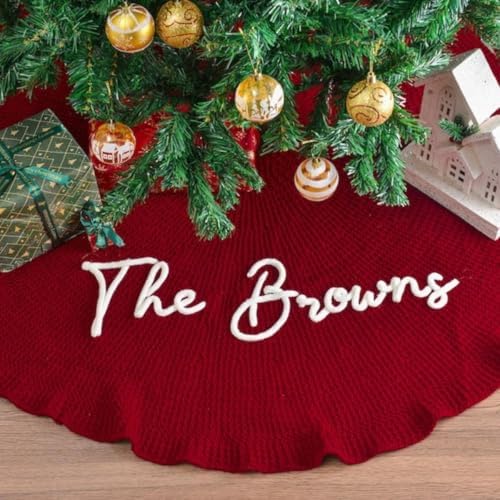 Personalized Christmas Tree Skirt,Family Christmas Tree Skirts,Home Decor,Customized Holiday Decorations (Red,122cm/48'') - Image 7