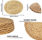 Oval Woven Placemats Set of 6, Natural Water Hyacinth Charger Plates Non-Slip Weave Placemats Farmhouse Straw Braided Rattan Tablemats, Oval Wicker Place Mats for Dining Table - Image 2