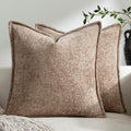 DEZENE Pack of 2 Khaki Euro Shams Pillow Covers 26x26 Cozy Soft Chenille Decorative Throw Pillow Covers Accent Vintage Square Couch Pillow Covers for Home Decor Bed Sofa Living Room by DEZENE