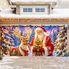 7x16FT Christmas Santa Deer Garage Door Cover Decorations Christmas Garage Door Banner for Outdoor Indoor Christmas Decorations Party Photography Backdrop - Image 4
