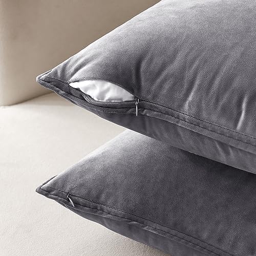 MIULEE Decorative Dark Grey Velvet Throw Pillow Covers for Couch 22x22 Inch - Image 3