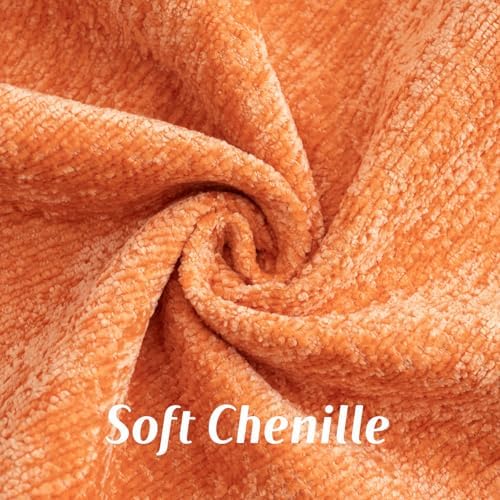 FUTEI Pack of 2 Chenille Soft Throw Pillow Covers 24x24 Inch, Orange - Image 2