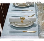 Leetaltree Woven Vinyl Placemats Set of 24, Mist Blue Sequin - Image 3