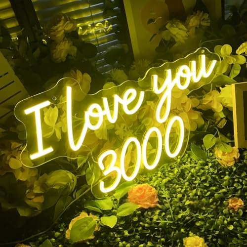 I Love You 3000 LED Neon Sign Transparent Acrylic Light Decor for Wedding Birthday Party Wall Home Bedroom Room Art Decoration with USB Light Modulator 5V - Image 2