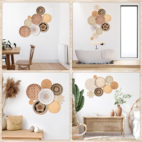 FillTouch 15 Pcs Boho Wall Basket Decor Wicker Woven Hanging Farmhouse - Image 6