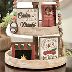 7 Pcs Christmas Themed Tiered Tray Decor Set, Christmas Themed Decor Bundle For Tier Tray, Christmas Tiered Tray Decorations, Seasonal Tier Tray Decor - Image 4