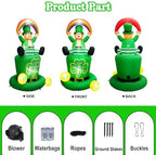 7.1FT St. Patricks Day Inflatables Leprechaun Holding Rainbow Sitting On the Shamrock Hat Decoration, St Patrick Blow up Yard Decoration Leprechaun Inflatable Built-in 6 LED for Irish Decor - Image 5
