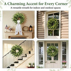 26 Inch Boxwood Wreaths for Front Door,Faux Greenery Wreath - Image 5