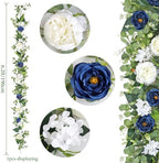2 Pack 6.2Ft Blue White Flower Garland Artificial Eucalyptus Flower Garland - Image 3