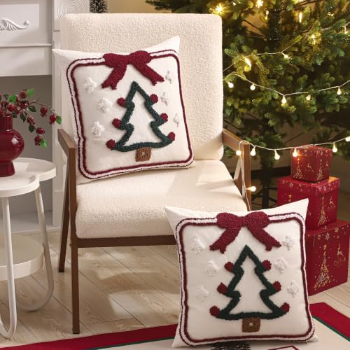 Christmas Tree and Bow Throw Pillow Cover 18 x 18 Set of 2 - Image 5
