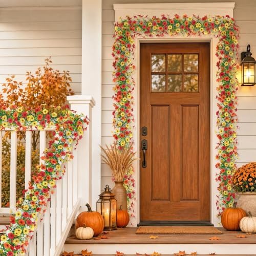 Fall Artificial Flower Garland 4 Pack Wildflower Floral Garland - Image 2