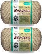 Pepperell Bonnie Braid Macrame Cord | 6mm x 100yd Pearl (Value 2-Pack) | Twisted Polypropylene Cord for DIY Crafts, Plant Hangers, Wall Hangings, Crochet & Macrame | Long-Lasting, Vibrant Color by PepperellCrafts