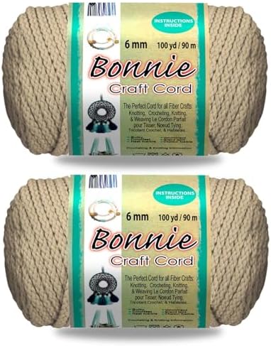 Pepperell Bonnie Braid Macrame Cord | 6mm x 100yd Pearl (Value 2-Pack) | Twisted Polypropylene Cord for DIY Crafts, Plant Hangers, Wall Hangings, Crochet & Macrame | Long-Lasting, Vibrant Color by PepperellCrafts