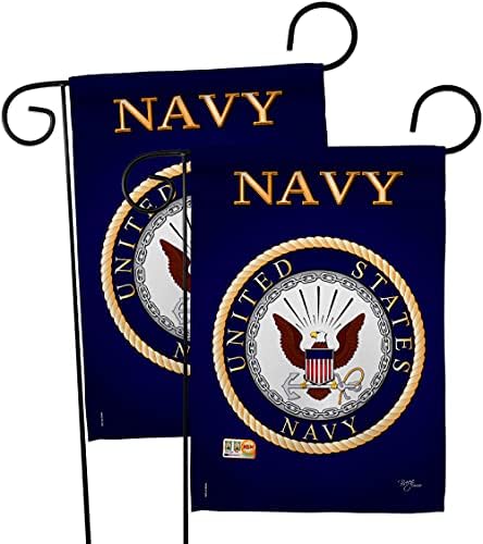 Breeze Decor Navy Garden Flag - 2pcs Pack Armed Forces USN Seabee United State American Military Veteran Retire Official - House Decoration Banner Small Yard Gift Double-Sided Made in USA 13 X 18.5 by Breeze+Decor