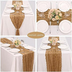 35x72 Inch Nude Cheesecloth Table Runner Neutral Boho Wedding Party Decor - Image 5