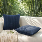 a moment 2 Pack Bamboo Fiber Pillow Covers - Waffle Weave, Ultra Soft & Breathable, Euro Shams Cotton Throw Pillow for Couch, Sofa, Bedroom Living Room 26x26 Inch Navy Blue - Image 3
