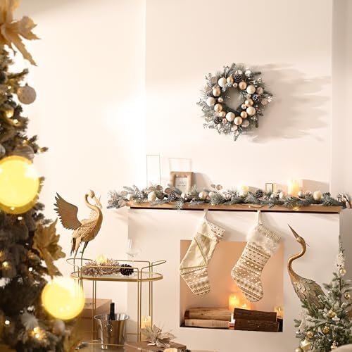 Valery Madelyn 24" Pre-Lit Christmas Wreath for Front Door with Lights - Image 2