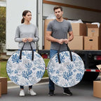 Water Blue Coral Round Storage Bag 24 Inch, Summer Shell Starfish Marine Life Clothes Storage Container with Handles Heavy Duty Organizer for Comforter, Bedding & Holiday Wreaths - Image 4