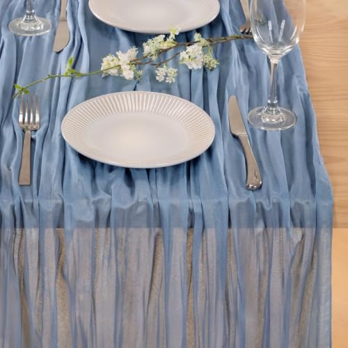 Dusty Blue Fall Cheesecloth Table Runner Boho Dinning Decor 10ft, 8 Pack - Image 6