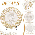 Sieral 4 Set Islamic Allah Gift Table Decoration Ceramic Ramadan Table Decoration Arabic Porcelain Plate with Stand for Display Inspirational Mubarak Plaque Allah Poem Design for Room Home Desk - Image 3