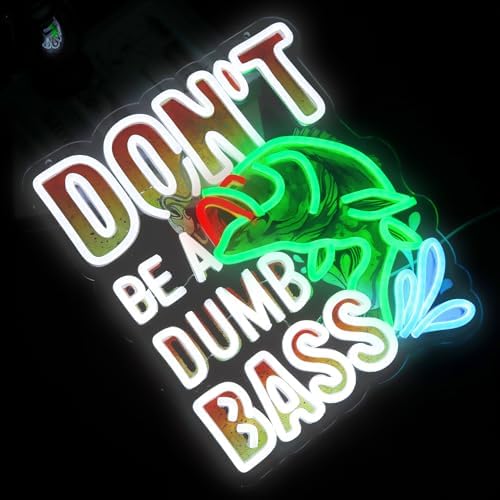 Fish Neon Lights Don't Be a Dumb Bass Neon Signs Wall Decor for Bedroom,Game Room, Man Cave Fishing Gifts For Men, Dad For Fisherman, Father-14.37 x 12.2IN-USB Powered-Acrylic - Image 6