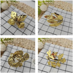 Bakayoyo Elegant Vintage Gold Herb Napkin Rings Set of 12 - Glossy Leaf Napkin Holders, Metal Table Adornment for Christmas, Thanksgiving, Weddings & Holiday Parties - Image 2