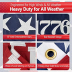 Made in USA 250th Anniversary American Flag 3x5 Ft,1776-2026 American Flags for Outside,Heavy Duty Nylon USA 250 Years Flag,Durable Flags for High Wind,Fade Resistant and aterproof,Embroidered Stars - Image 3