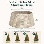 Inside Out Home 27in Christmas Tree Collar, 4-Piece Woven Holiday Tree Skirt, Protects Tree Base from Pets, White Xmas Decoration - Image 3