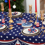 Rectangle 4th of July Tablecloth 60x102 Inch, Patriotic Red White and Blue Table Cloth, Polyester Waterproof Wrinkle Resistant Independence Day Table Cover for Memorial Day Decorations Decor - Image 4