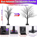 Halloween Decorations Indoor 2 Pack 24 Inch Black Halloween Tree with 48 Orange Purple Led Lights, Timer/USB/Battery Operated Lighted Tabletop Spooky Tree for Table Home Office Party Decor - Image 3