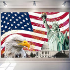 Large American Flag Backdrop 10 x 8 ft Independence Day Decorations 4th of July Banner Patriotic Photography Background Veterans Memorial Day Photo Booth Props Supplies by Unknown