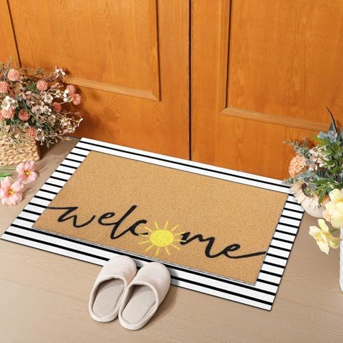 Tinideya 2 Piece Summer Sun Layered Doormat Set for Porch Entryway Decor - Image 6