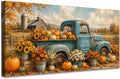 WAXWHELK Truck Fall Canvas Wall Art, Rustic Farmhouse Vintage Blue Truck Pumpkins and Sunflowers Painting Pictures, Autumn Thanksgiving Artwork for Living Room Kitchen Home Decor (24"x47") by Unknown