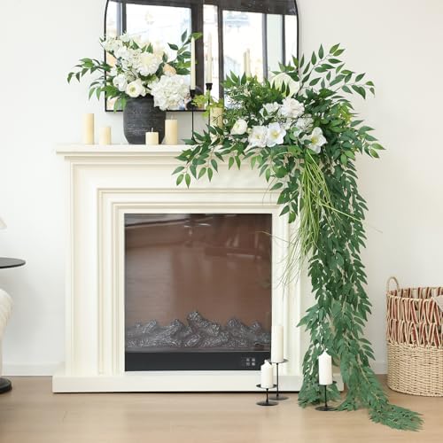 mizii 5 Packs 390" Artificial Vines Willows Garland Fake Vine Italian Ruscus Silk Green Leaves Faux Plants Greenery Decoration for Bedroom Room Wall Party Table Centerpieces Wedding Arch Decor - Image 4